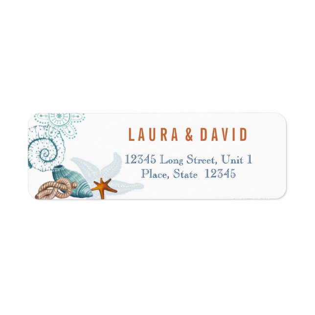 Mariage de plage nautique | Étiquettes d'adresse d (Devant)