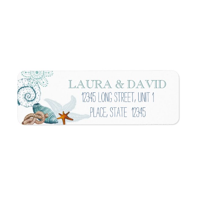 Mariage de plage nautique | Étiquettes d'adresse d (Devant)