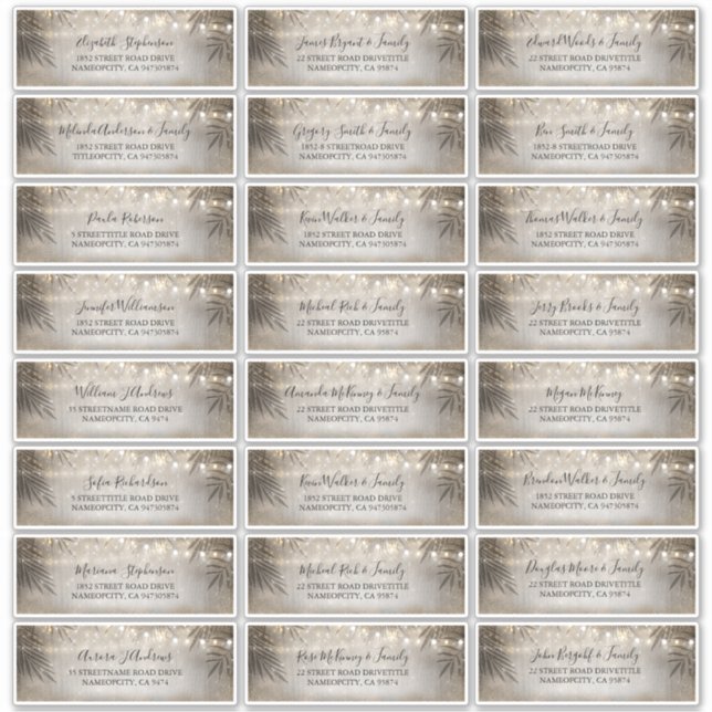 Mariage de plage Nom d'hôte Étiquette de adresse (Devant)