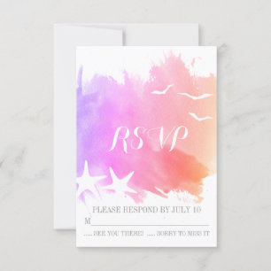 Mariage de plage rose violet d'étoile de mer RSVP