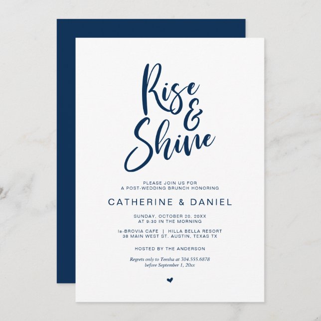 Mariage de poste Brunch, Lever et Shine Invitation (Devant / Derrière)