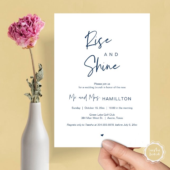 Mariage de poste Brunch, Lever et Shine Invitation (Rise and Shine, Post Wedding Brunch Invitation Card, PDF, in Navy Blue)