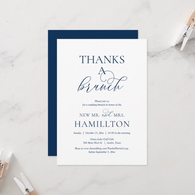 Mariage de poste Brunch, Merci une invitation Brun (Devant/Arrière en situation)