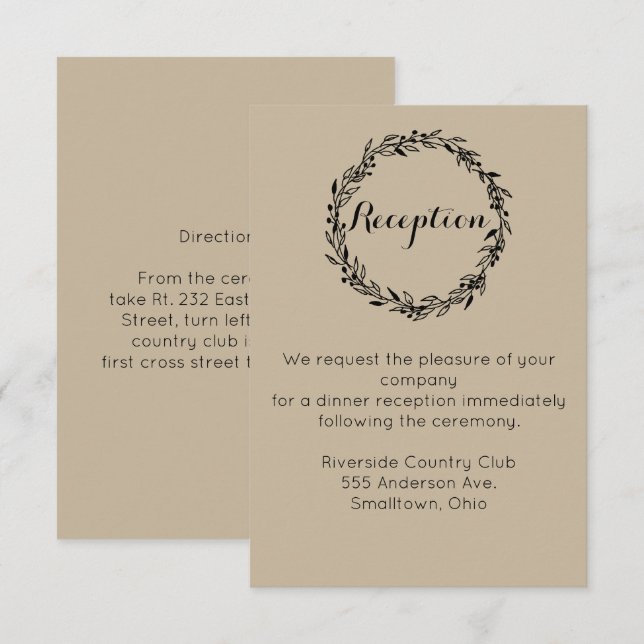Mariage de réception Invitation et direction Modèl (Devant / Derrière)