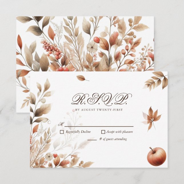 Mariage de récolte d'automne RSVP Botanical Répons (Devant / Derrière)
