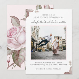 Mariage de roses roses Pink Photo Invitation