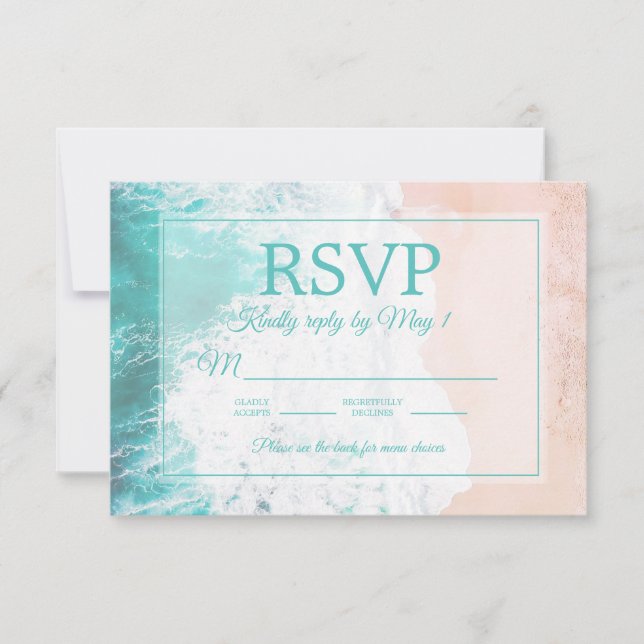 Mariage de sable de plage turquoise Océan RSVP #2. (Devant)