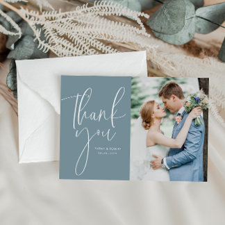 mariage de script blanc merci carte photo