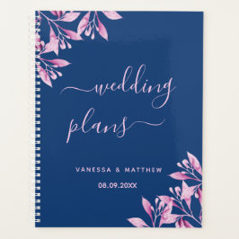 Mariage de script bleu flush rose