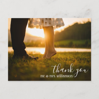 mariage de script chic merci carte postale photo