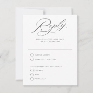 Mariage de script gracieux blanc réponse carte RSV