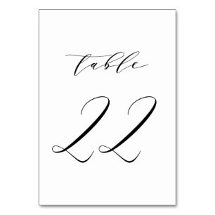 Mariage de script minimaliste noir Numéro de table
