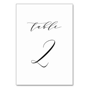 Mariage de script minimaliste noir Numéro de table