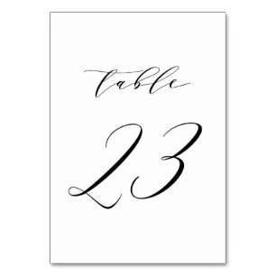 Mariage de script minimaliste noir Numéro de table