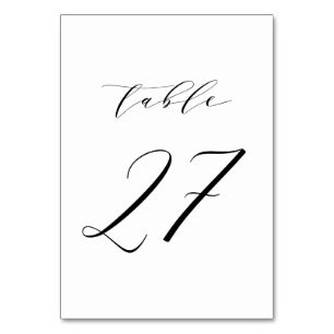 Mariage de script minimaliste noir Numéro de table