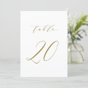 Mariage de script minimaliste Or Numéro de table 2