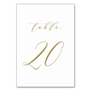 Mariage de script minimaliste Or Numéro de table 2