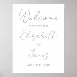 Mariage de script minimaliste Sage Green Affiche d