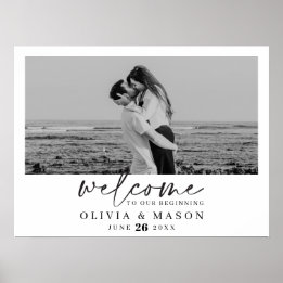 Mariage de script moderne Affiche de bienvenue ave