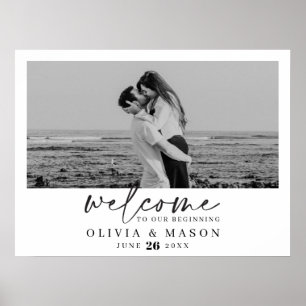 Mariage de script moderne Affiche de bienvenue ave
