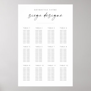 Mariage de script moderne chic, tableau de bord