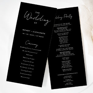 Mariage de script moderne noir programme plat
