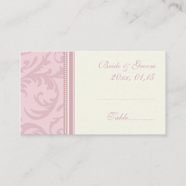 Mariage de table rose et crème Placer les cartes d (Devant)