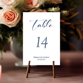 Mariage de texte bleu simple Dusty Numéro de table