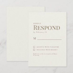 Mariage de texte en or à la crème simple RSVP