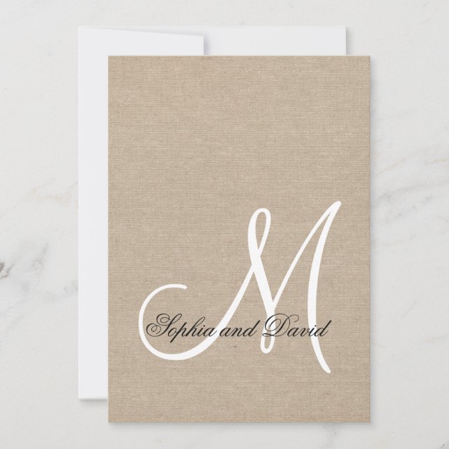 Mariage de toile rustique Monogramme Invitation in (Devant)