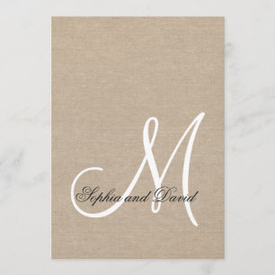 Mariage de toile rustique Monogramme Invitation in