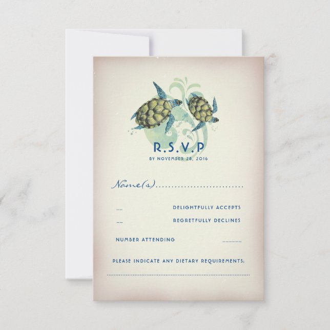 Mariage de tortue turquoise RSVP (Devant)