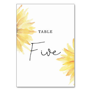 Mariage de tournesol Cinq numéros de table