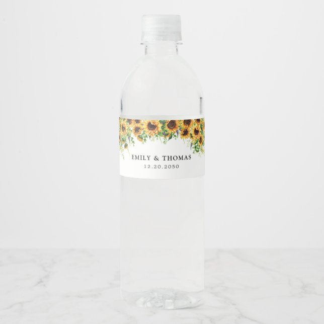 Mariage de tournesol Mariage Étiquette de bouteill (Devant)