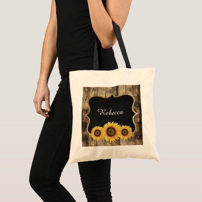 Mariage de tournesol rustique ajouter un nom Sac f (Devant (produit))
