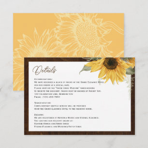 Mariage de tournesol rustique détails cartes de bo
