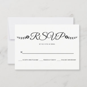 Mariage de typographie moderne noir et blanc RSVP