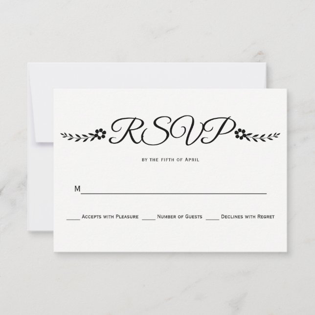 Mariage de typographie moderne noir et blanc RSVP (Devant)