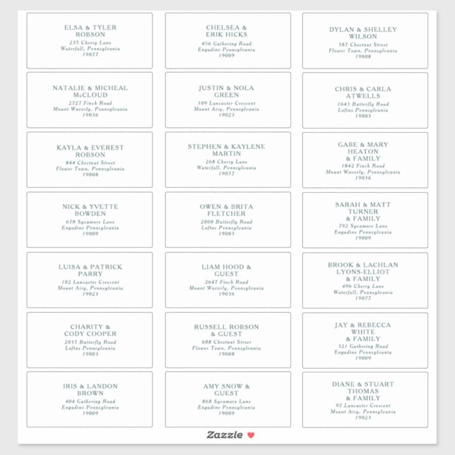 Mariage de typographie verte Étiquette de adresse  (Feuille)