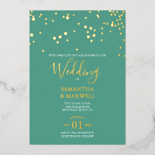 Mariage de typographie verte Invitation Foil