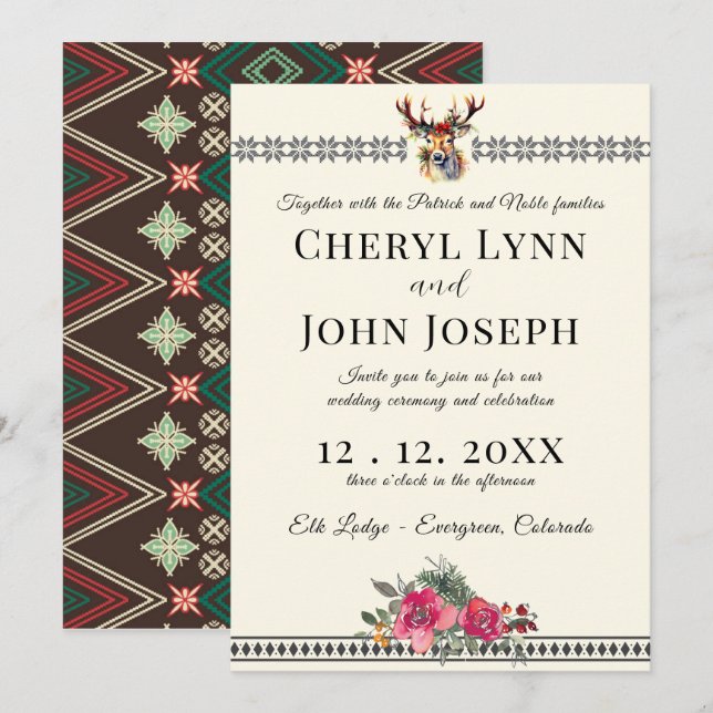 Mariage de vacances au Lodge Invitation (Devant / Derrière)