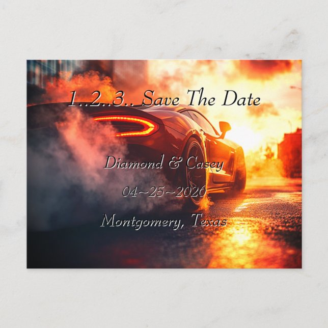 Mariage de voiture Enregistrer la date Faire-part (Devant)