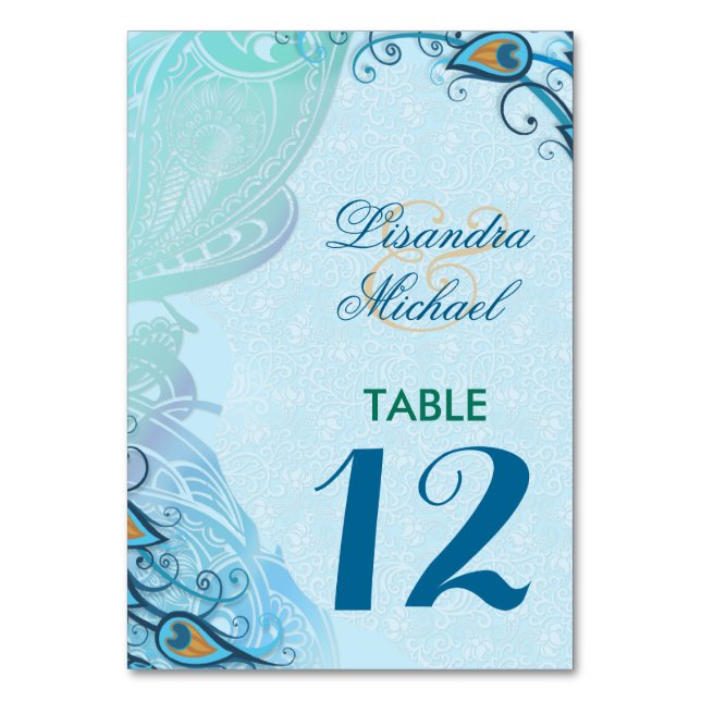 Mariage d'élégance de dentelle Peacock Carte Numér (Par défaut)