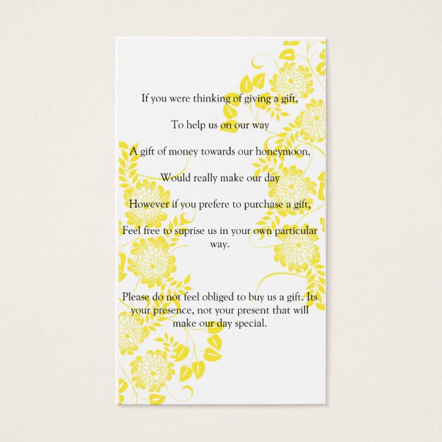 mariage demander un cadeau d'argent (Devant)