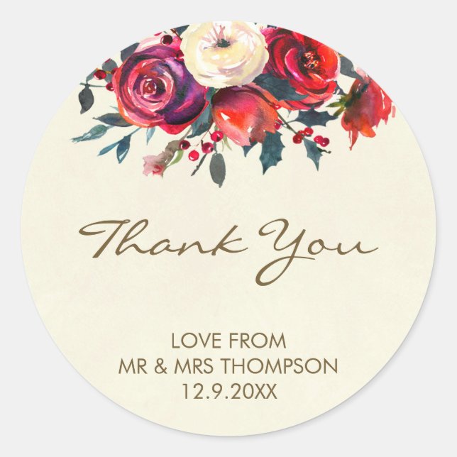 mariage des baies d'hiver merci sticker noël (Devant)