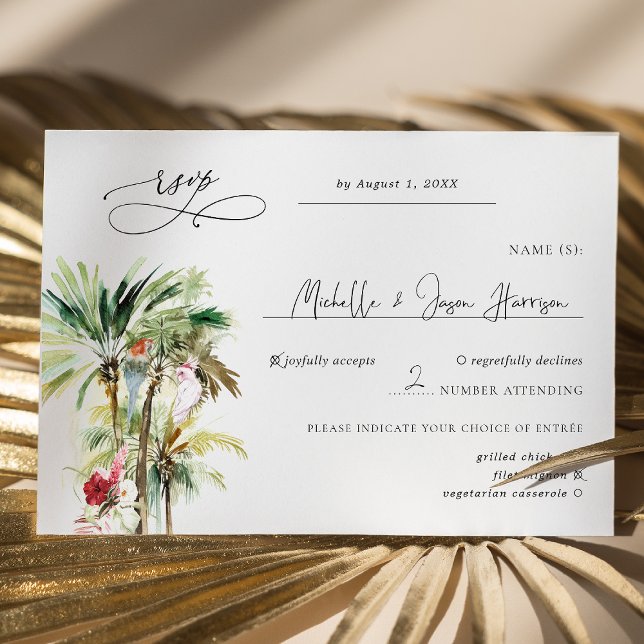 Mariage des palmiers tropicaux de plage RSVP (Créateur téléchargé)