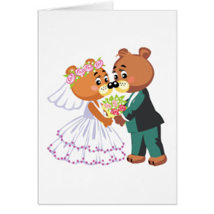 mariage design nounours marié et marié mignon