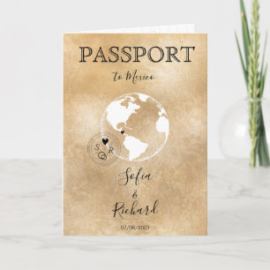 Mariage Destination Mexique Passport Gold Carte du