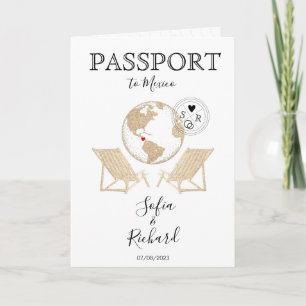 Mariage Destination Mexique Passport Gold Carte du