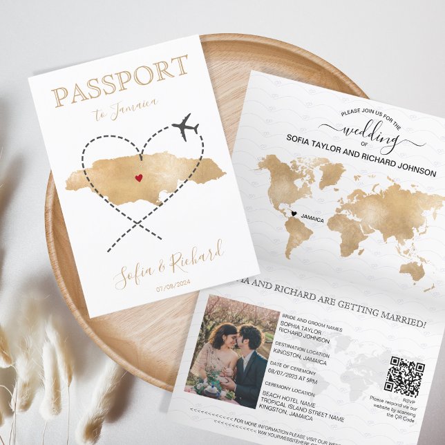 Mariage Destination Passeport Jamaïque Carte Code  (Créateur téléchargé)